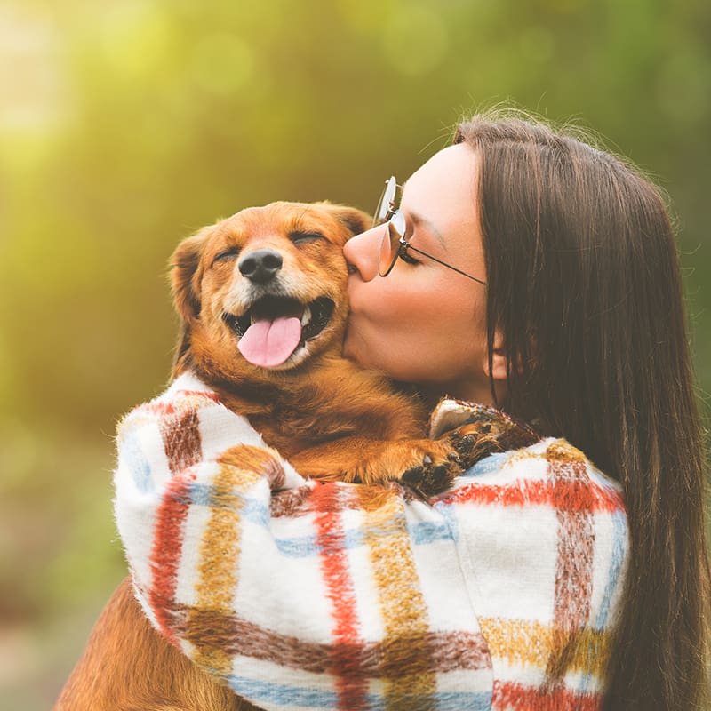 Woman Kissing Dog